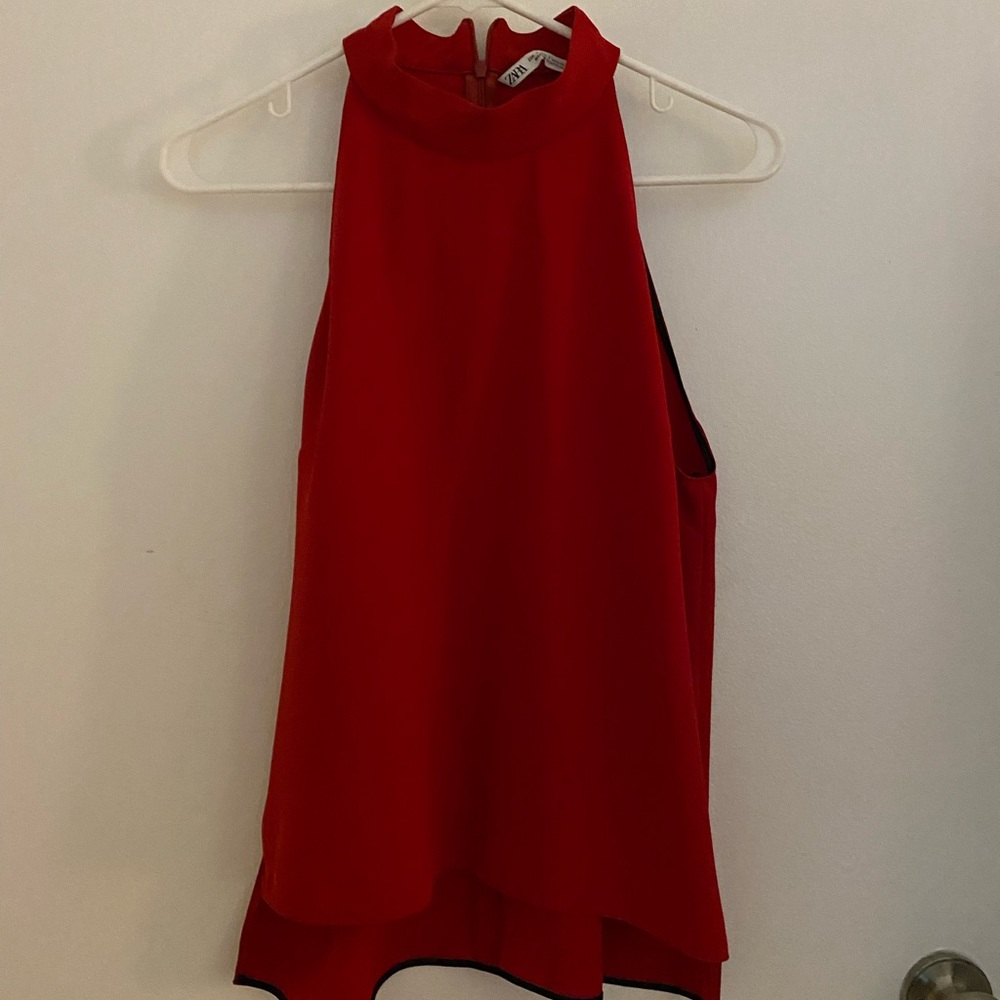 Zara halter blouse - red, size small